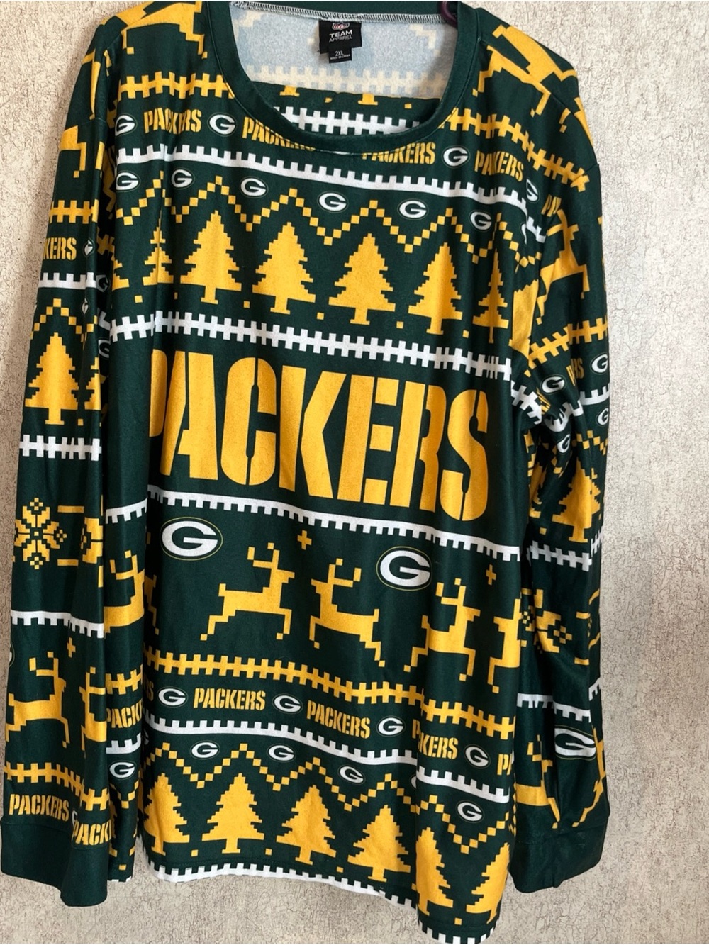 NFL Team Apparel Green Bay Packers Pajamas 2 Piece Fleece Christmas Men’s 2XL